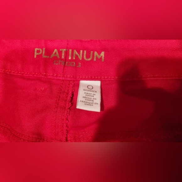 Chico’s Platinum Red Stretch Denim Skinny Jeans Sz 0/S Ankle Length - Picture 4 of 8